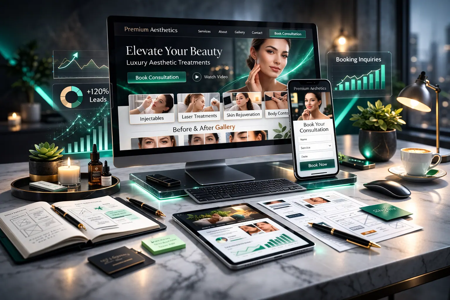 J Luxe website rebuild roadmap showing web design, SEO migration, and performance optimization