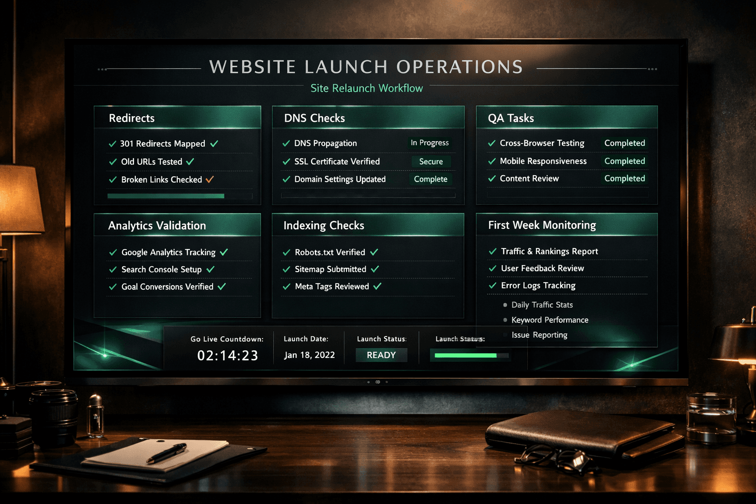 Launch Week Checklist and First 7 Days: SEO, QA, and Post-Launch Monitoring